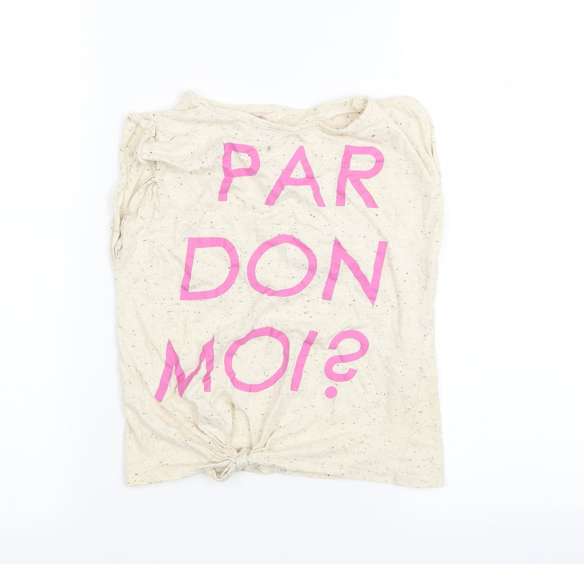 Additional front view of YD girls’ beige basic t-shirt, size 10, years