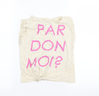 Additional front view of YD girls’ beige basic t-shirt, size 10, years