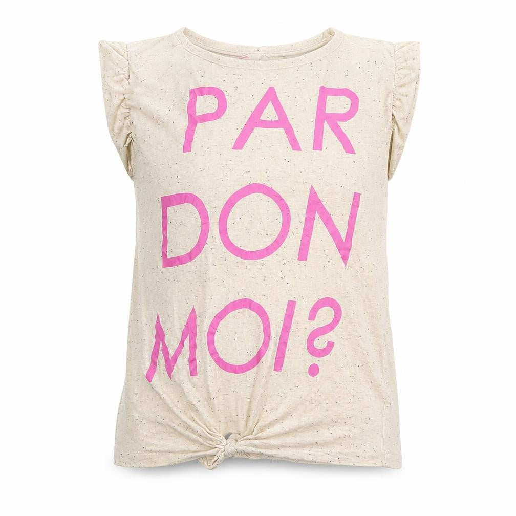 Front view of YD girls’ beige basic t-shirt, size 10, years