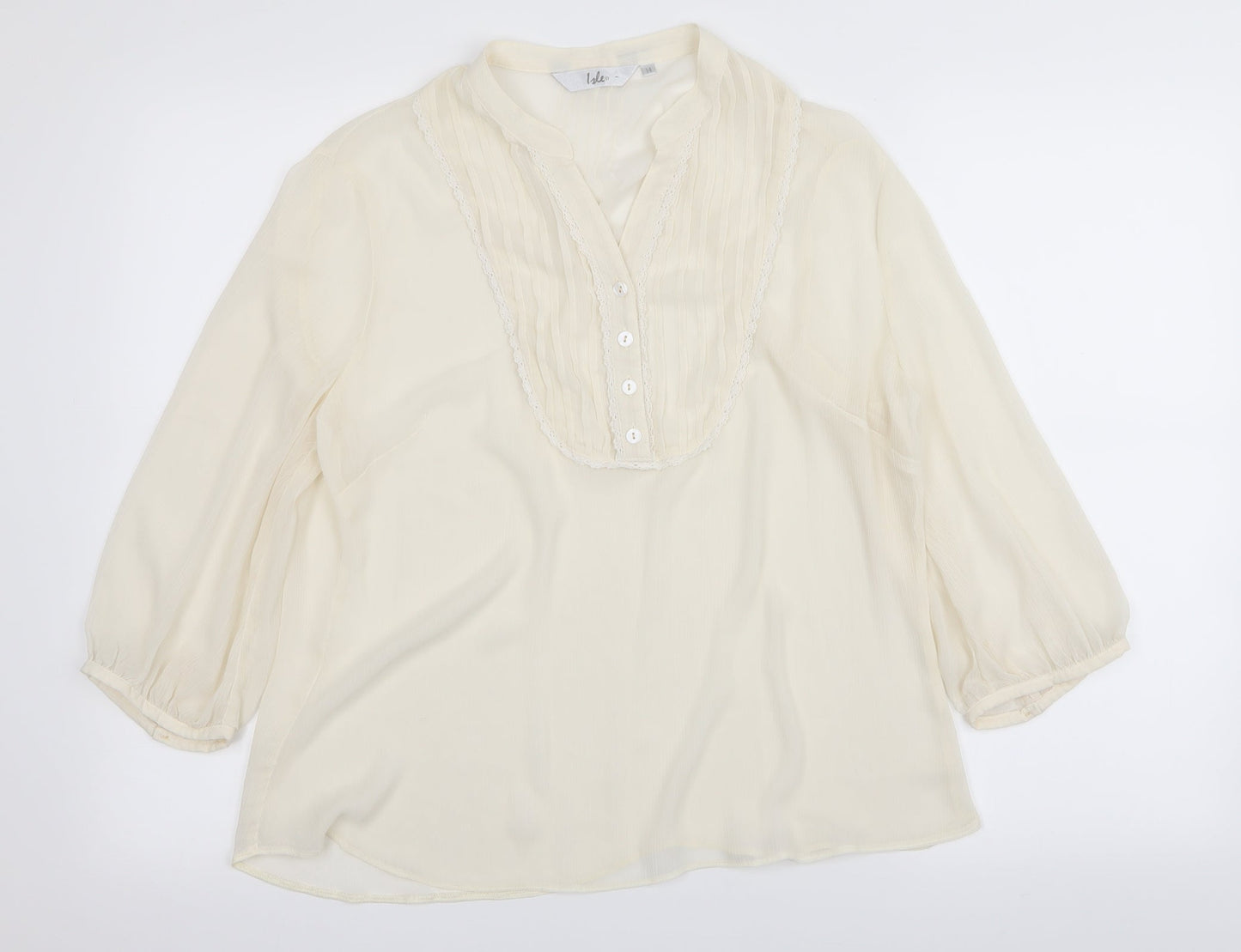 Womens UK Size 14 ISLE White Basic Blouse
