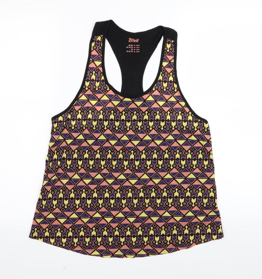 Crivit Womens Black Geometric  Basic Tank Size 14