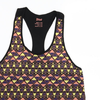 Crivit Womens Black Geometric  Basic Tank Size 14