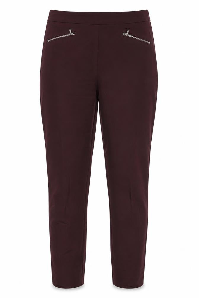 Front view of F&F women’s red trousers, size UK 8, 26-inch leg