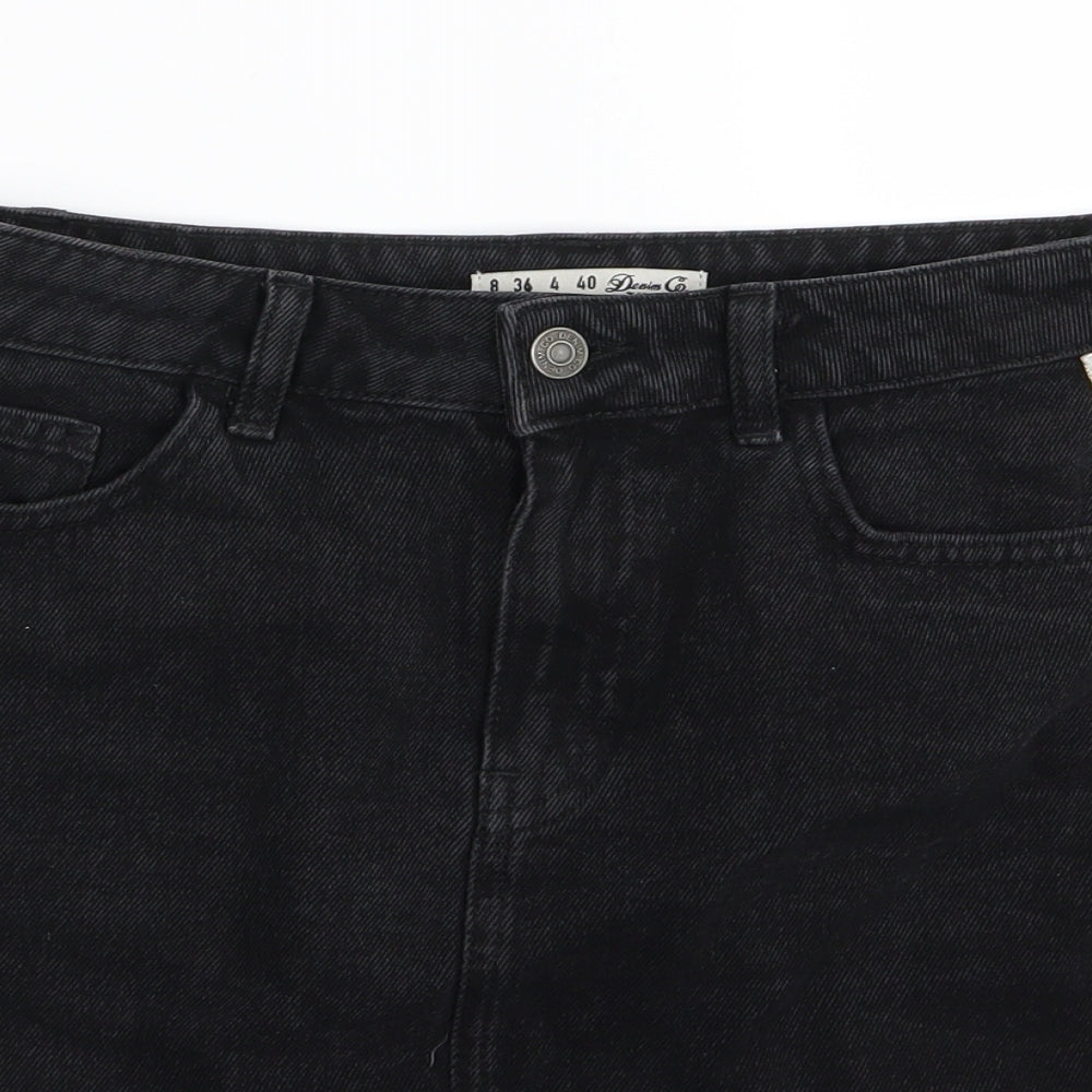 denim and co Womens Black  Denim Mini Skirt Size 8