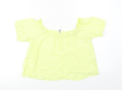 Womens UK Size M Bershka Yellow Basic Blouse