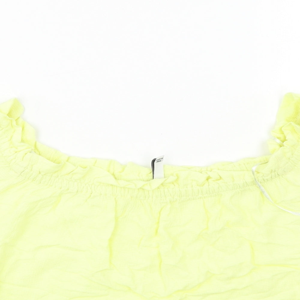 Womens UK Size M Bershka Yellow Basic Blouse