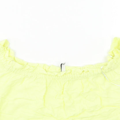 Womens UK Size M Bershka Yellow Basic Blouse