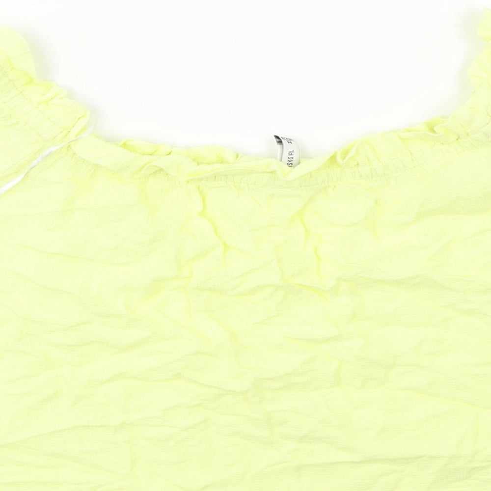 Womens UK Size M Bershka Yellow Basic Blouse