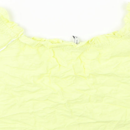 Womens UK Size M Bershka Yellow Basic Blouse