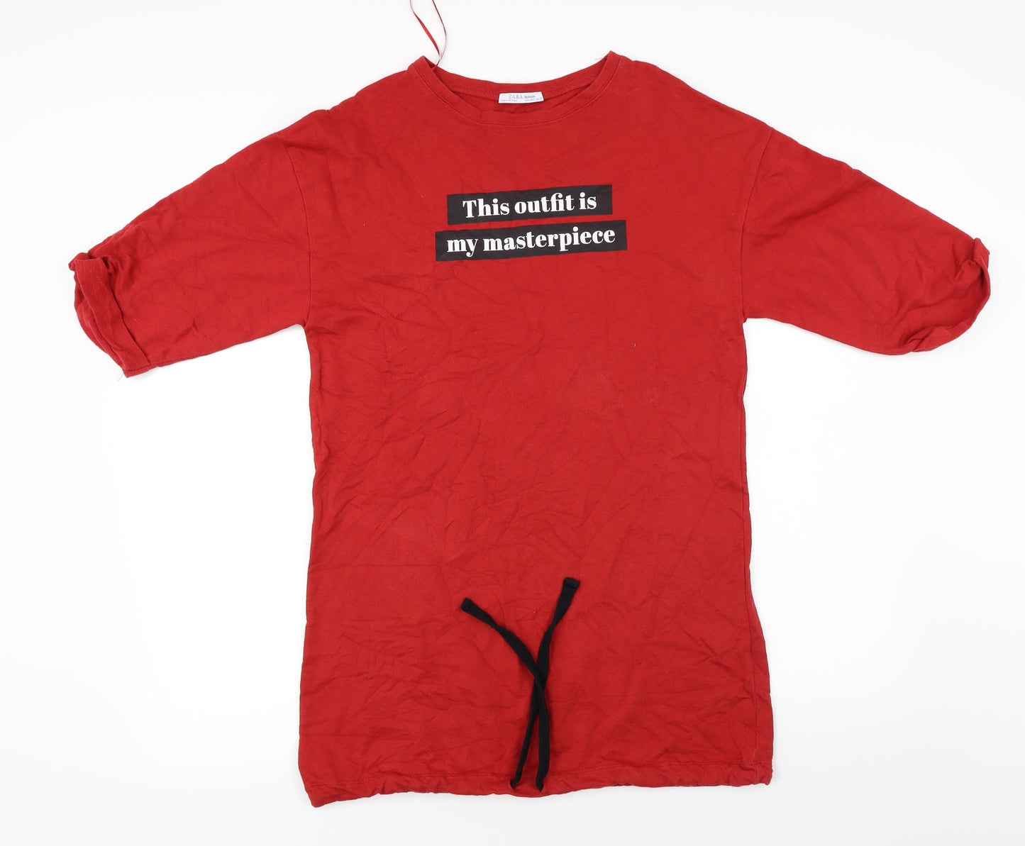 Womens UK Size S Zara Red Basic T-Shirt