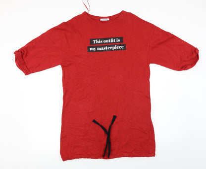 Womens UK Size S Zara Red Basic T-Shirt