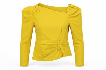 Womens UK Size 8 Nasty Gal Yellow Basic Blouse