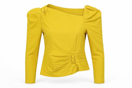 Womens UK Size 8 Nasty Gal Yellow Basic Blouse
