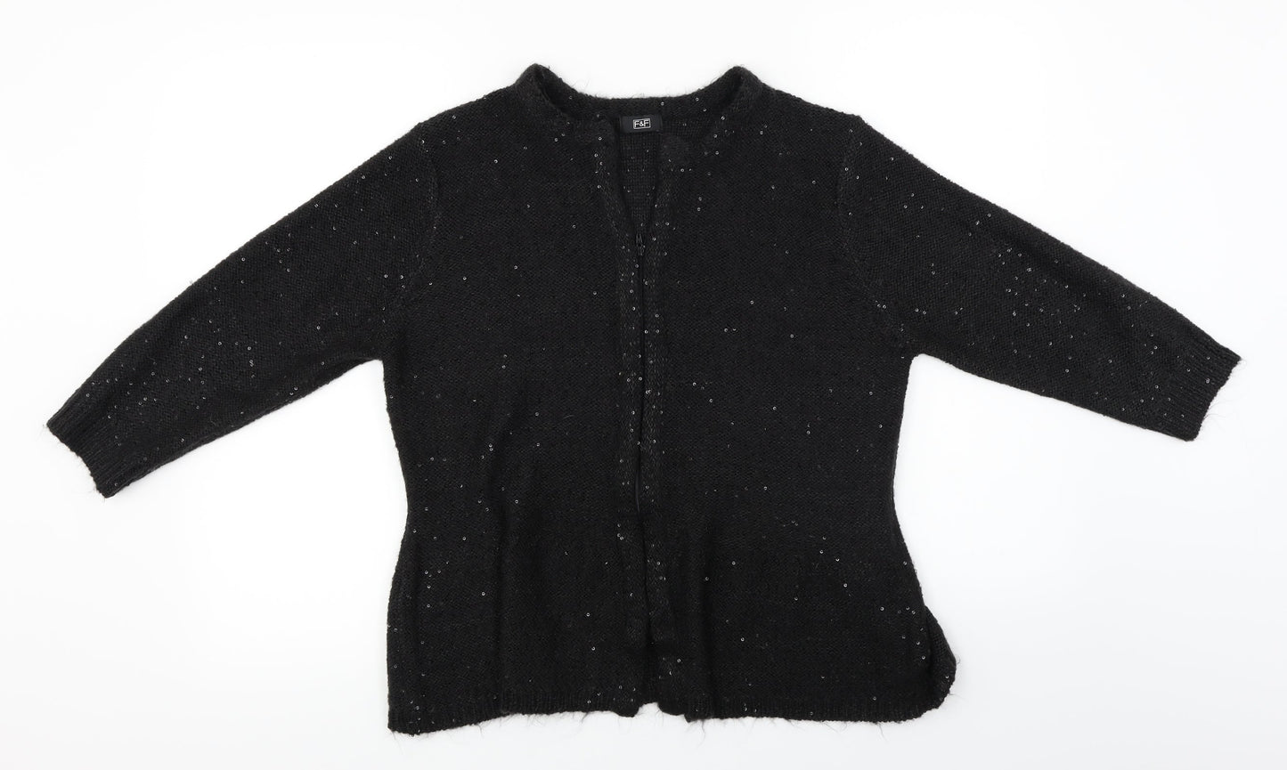 F&F  Womens Black   Full Zip Jumper Size 18