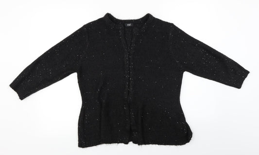 Front view of F&F women’s black full zip jumper, size UK 18