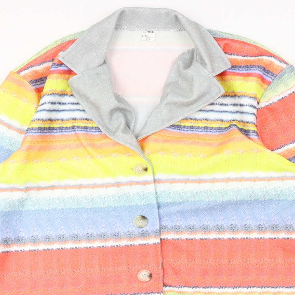 j.c fashion Womens Red Striped  Jacket Coat Size 4XL