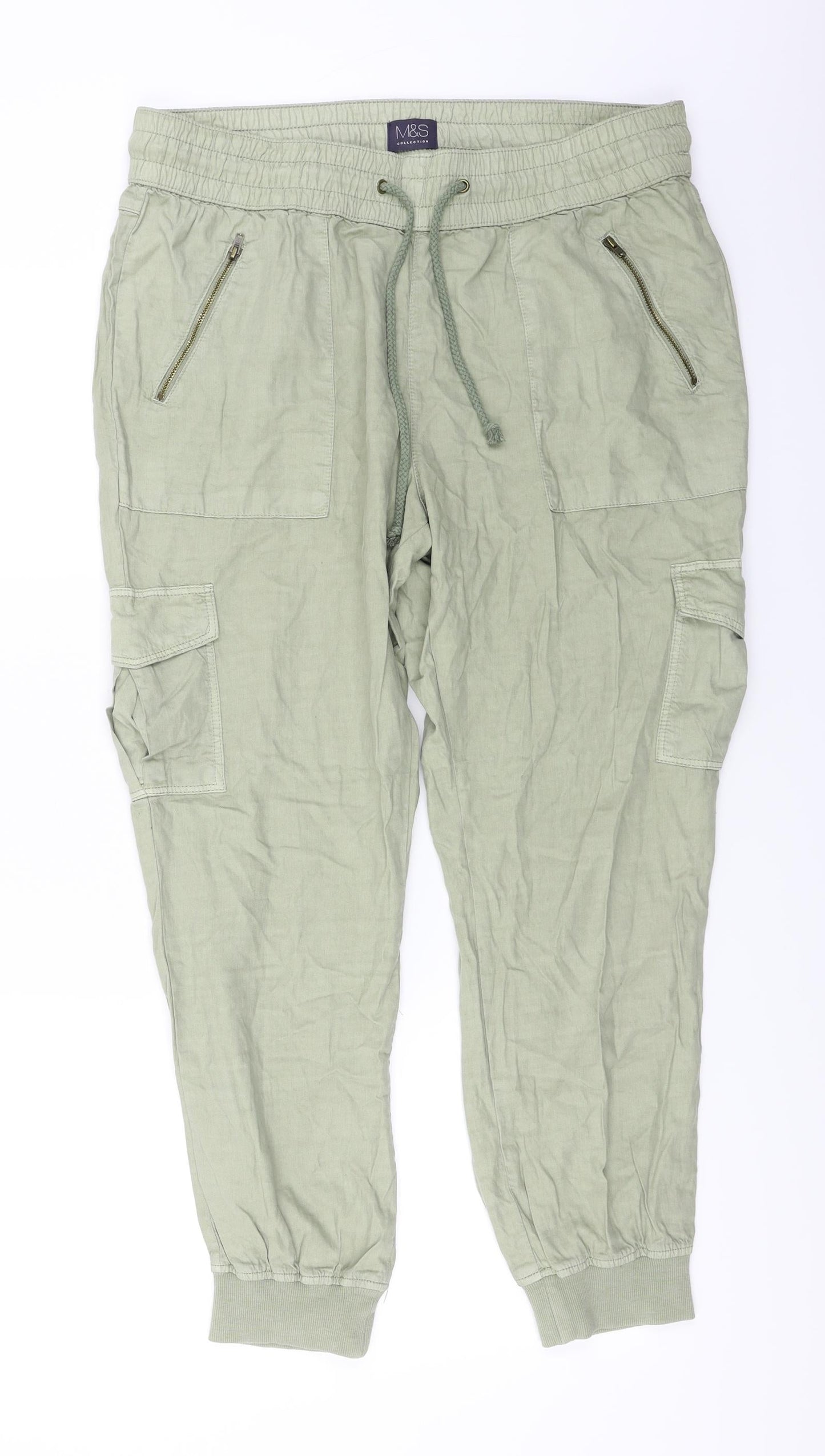 Womens UK Size 34 in Marks and Spencer Regular Fit  Green Trousers