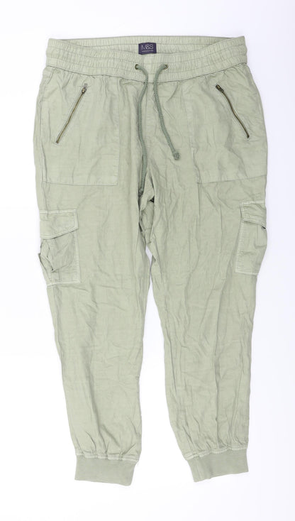Womens UK Size 34 in Marks and Spencer Regular Fit  Green Trousers