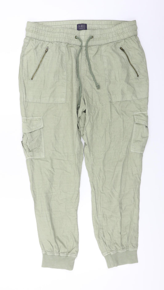 Womens UK Size 34 in Marks and Spencer Regular Fit  Green Trousers