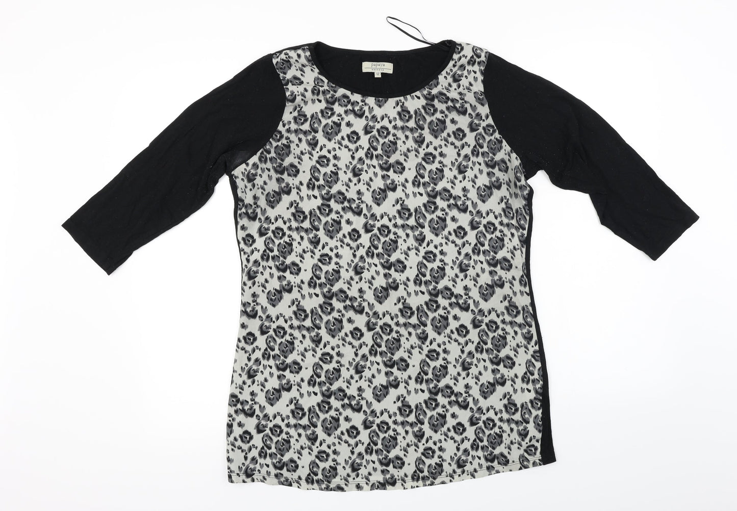 Papaya  Womens Black Animal Print  Basic Blouse Size 12