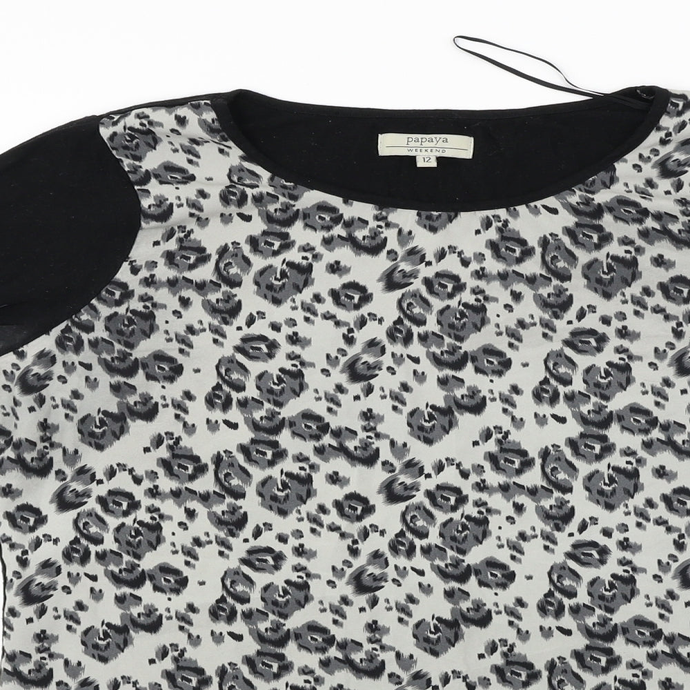 Papaya  Womens Black Animal Print  Basic Blouse Size 12