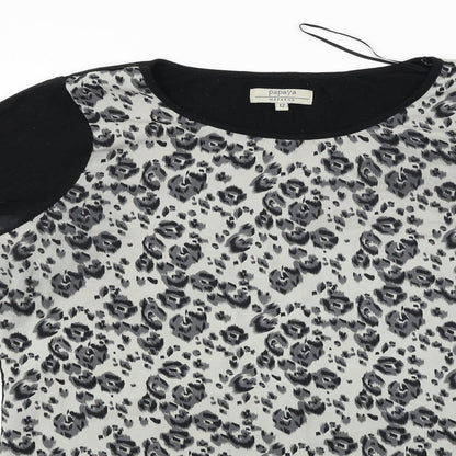 Papaya  Womens Black Animal Print  Basic Blouse Size 12
