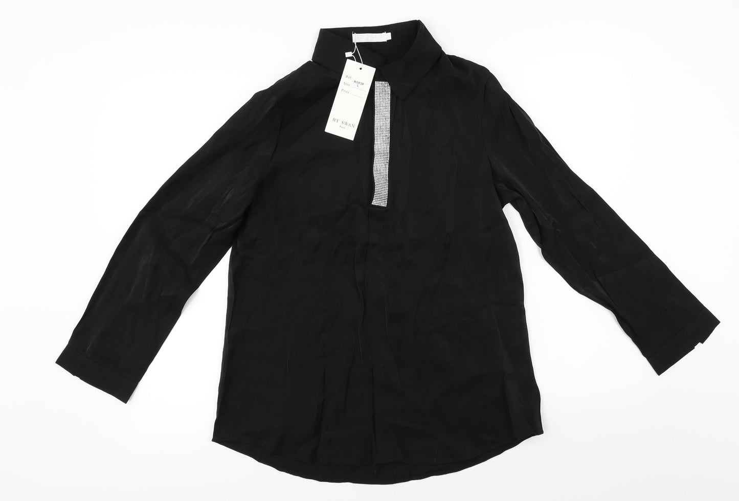 Womens UK Size L By Swan Black Basic Blouse