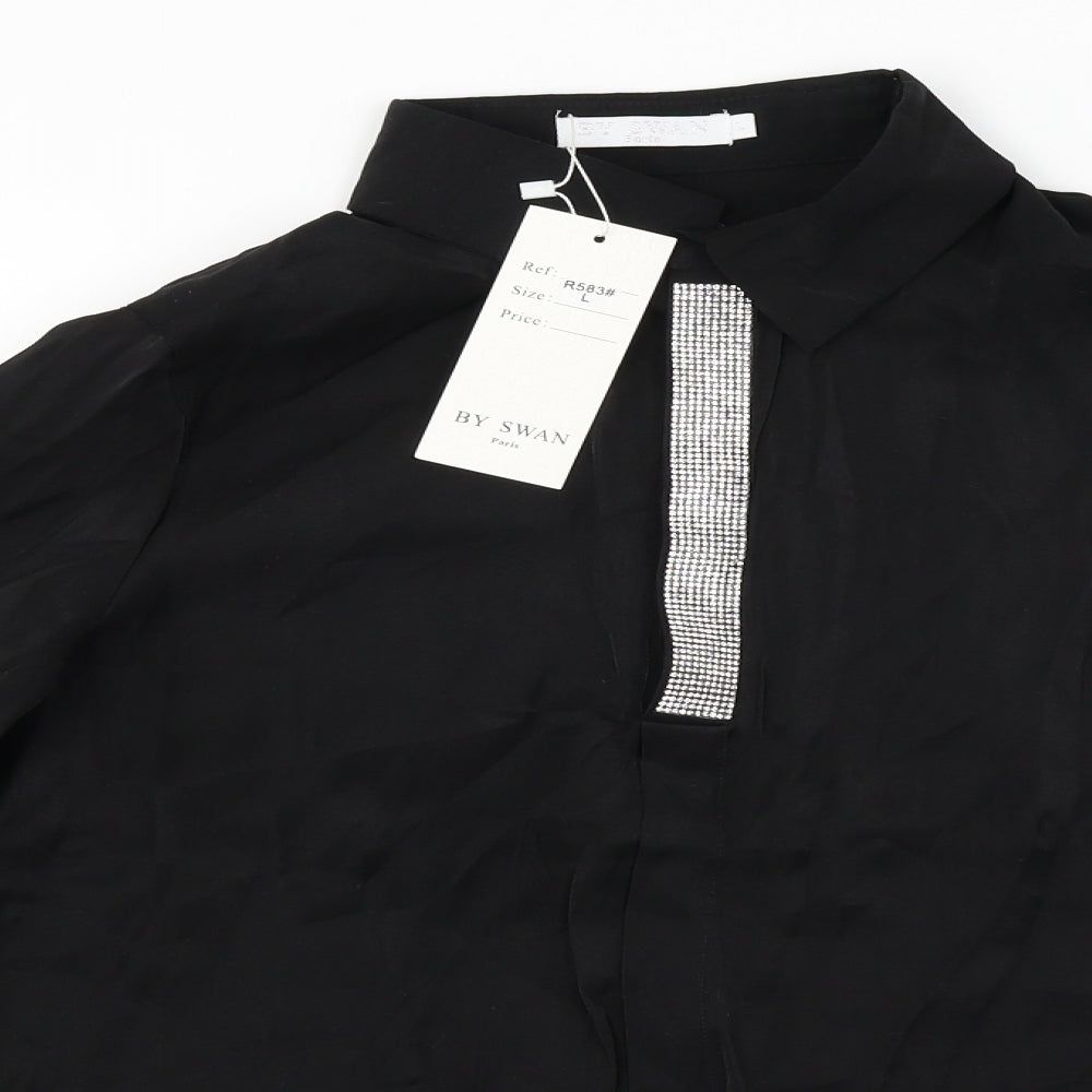 Womens UK Size L By Swan Black Basic Blouse