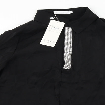 Womens UK Size L By Swan Black Basic Blouse