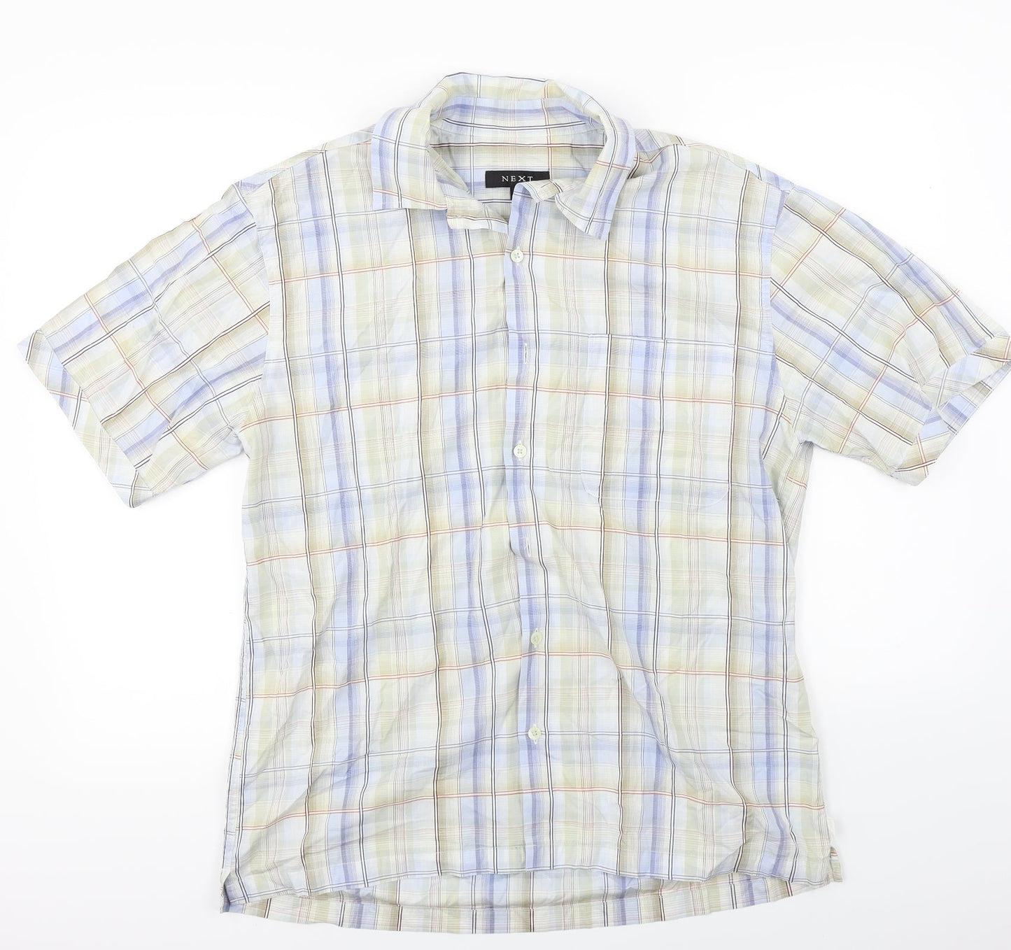 Mens UK Size L NEXT Grey  Button-Up Short Sleeve Casual Shirt
