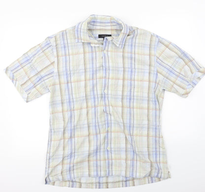 Mens UK Size L NEXT Grey  Button-Up Short Sleeve Casual Shirt