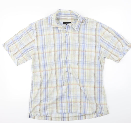 Mens UK Size L NEXT Grey  Button-Up Short Sleeve Casual Shirt