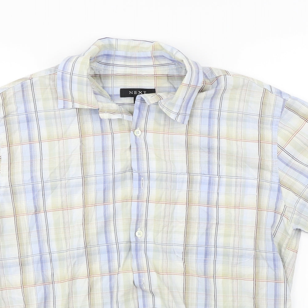 Mens UK Size L NEXT Grey  Button-Up Short Sleeve Casual Shirt