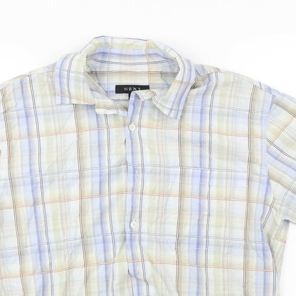 Mens UK Size L NEXT Grey  Button-Up Short Sleeve Casual Shirt