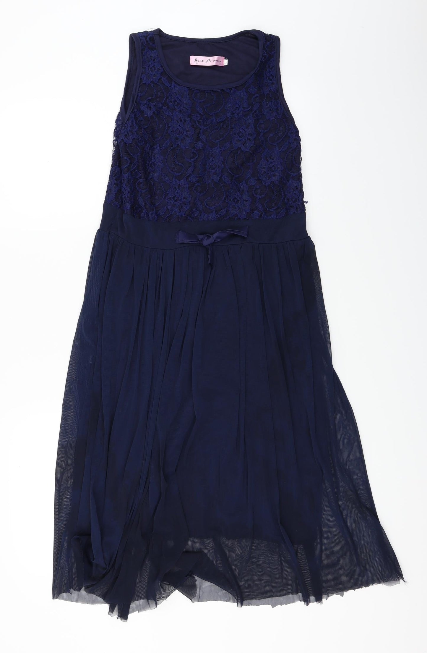 bead li dress Womens Blue Floral  A-Line  Size L