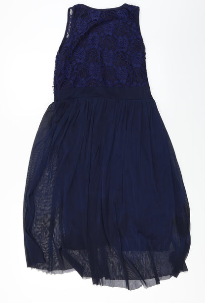 bead li dress Womens Blue Floral  A-Line  Size L