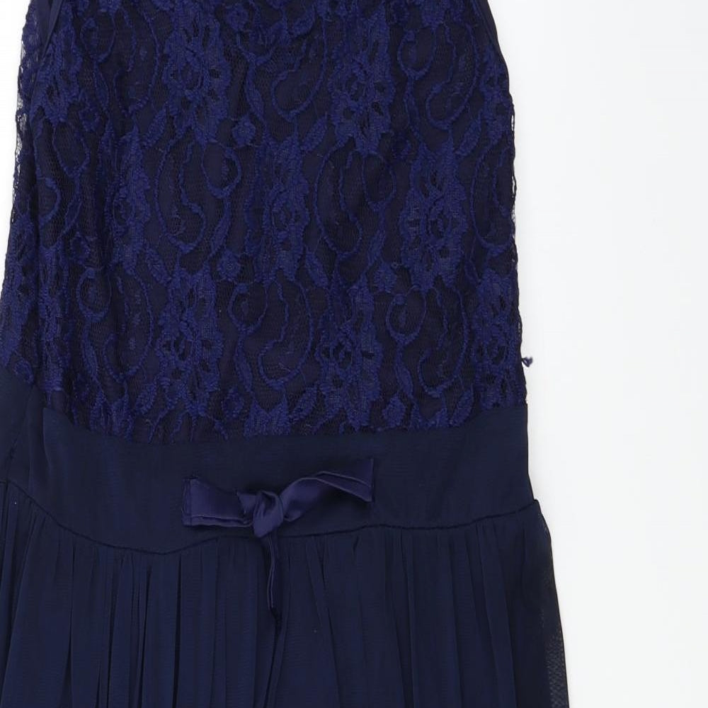 bead li dress Womens Blue Floral  A-Line  Size L
