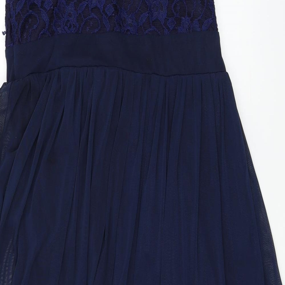 bead li dress Womens Blue Floral  A-Line  Size L