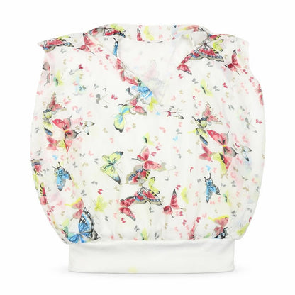 Front view of ly women’s white floral basic blouse, size UK 8