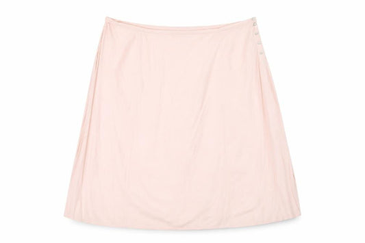Front view of Essence women’s pink a-line skirt, size UK 38, in