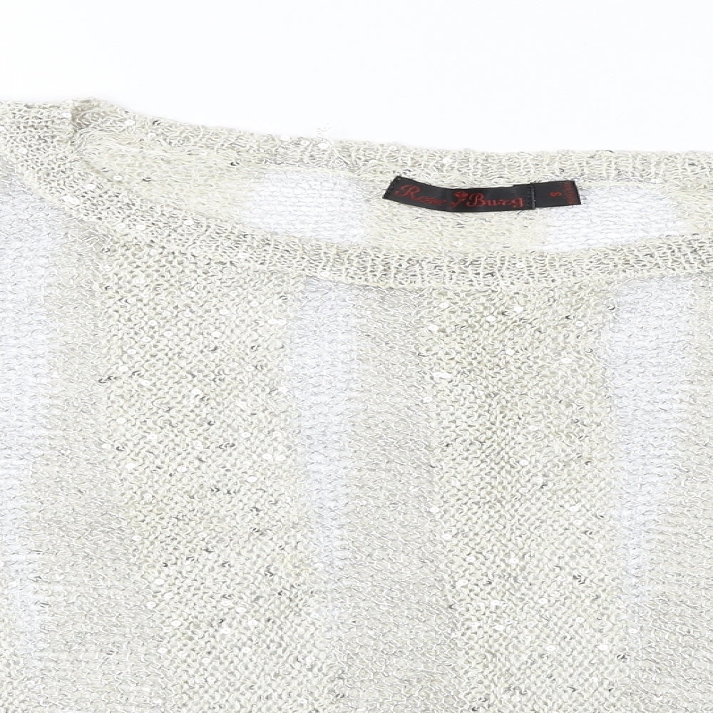 rosey burg Womens Beige Striped  Pullover Jumper Size S
