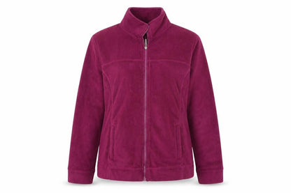 Front view of Active women’s purple full zip jumper, size UK 14