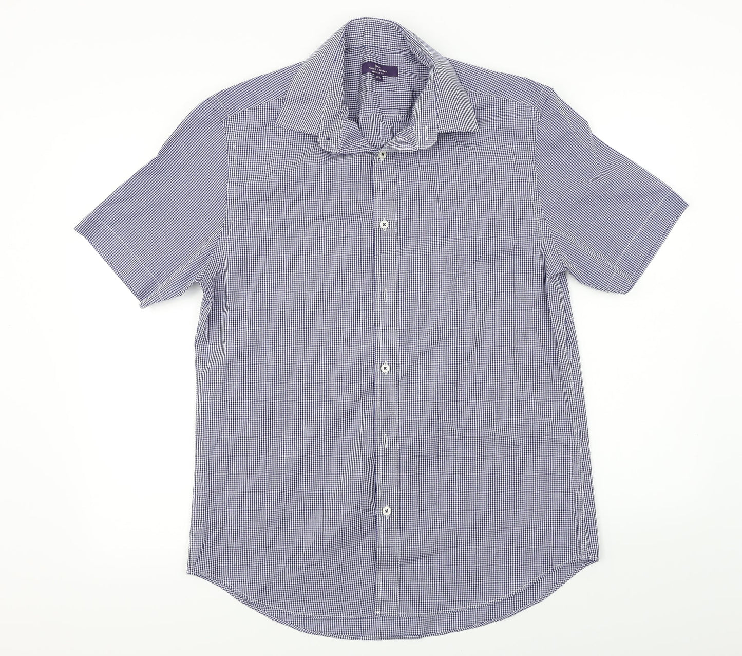 Taylor & Cutter  Mens Blue Check   Button-Up Size L