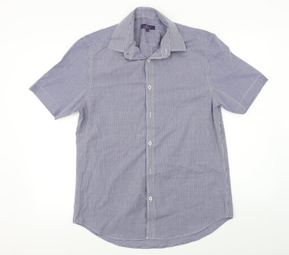 Taylor & Cutter  Mens Blue Check   Button-Up Size L