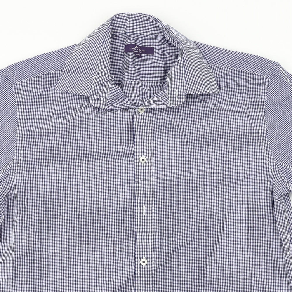 Taylor & Cutter  Mens Blue Check   Button-Up Size L