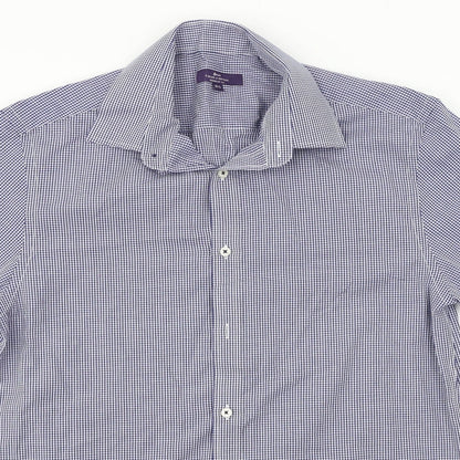 Taylor & Cutter  Mens Blue Check   Button-Up Size L
