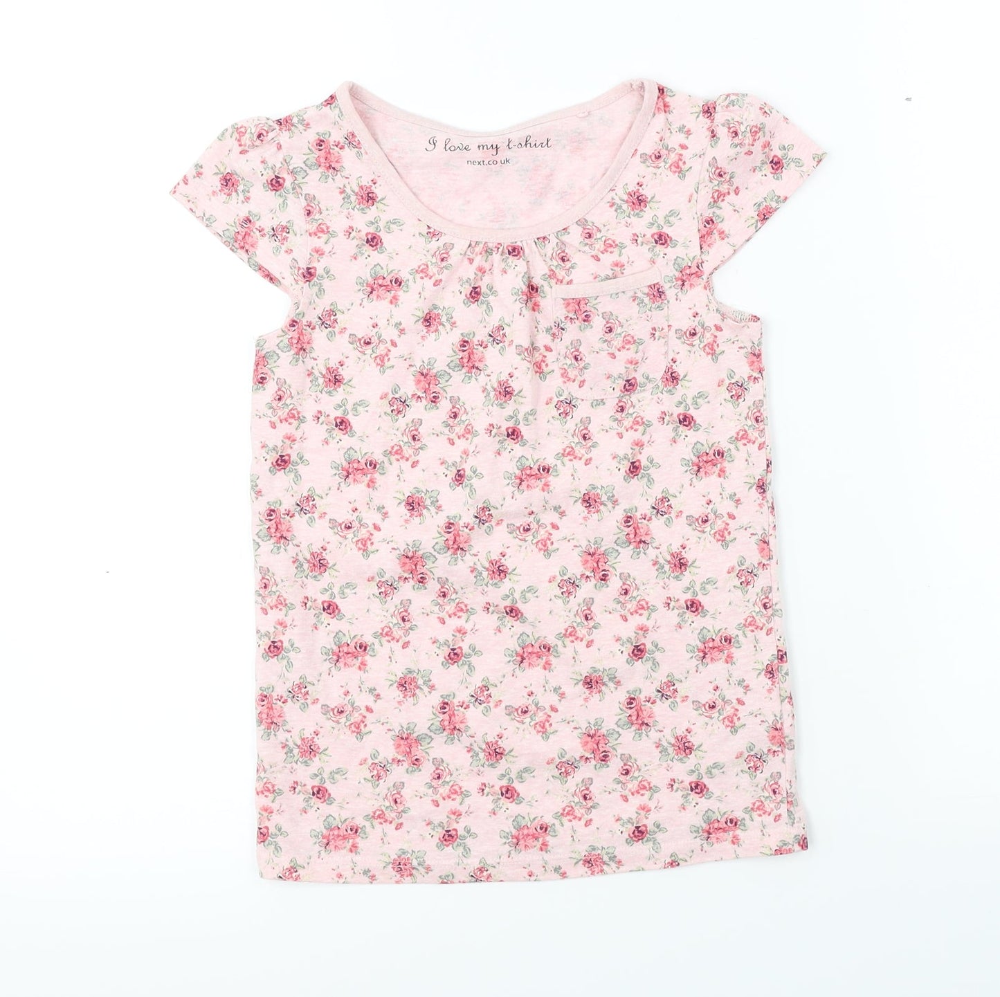 Nutmeg  Girls Pink Floral  Basic T-Shirt Size 7 Years