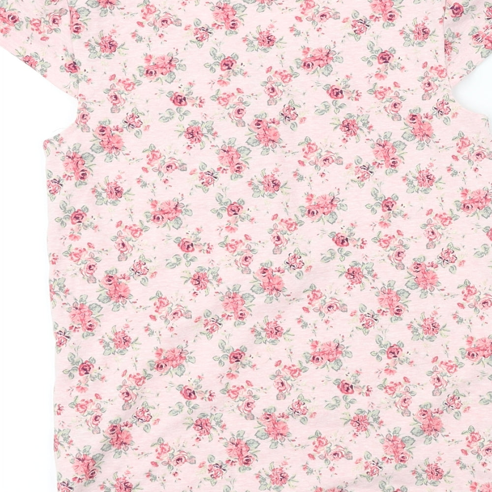 Nutmeg  Girls Pink Floral  Basic T-Shirt Size 7 Years