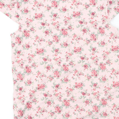 Nutmeg  Girls Pink Floral  Basic T-Shirt Size 7 Years