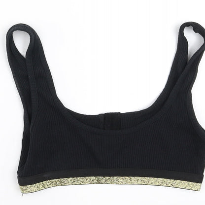 Womens UK Size 8 New Look Black Cropped Tank